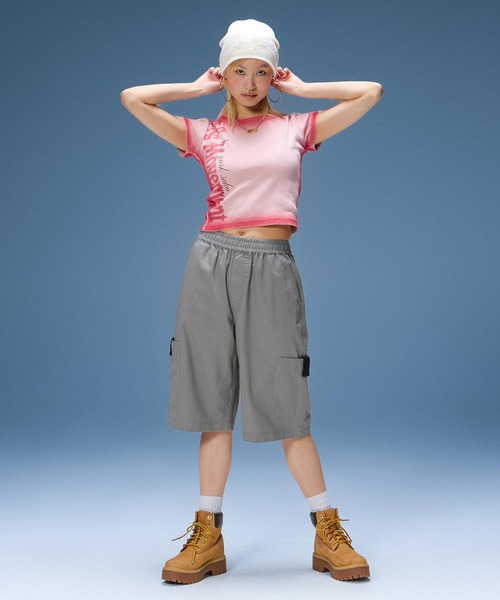 X-girl（エックスガール）の「FADED FACE LABEL EASY SHORTS（その他パンツ・レディース・ブラック/カモフラージュ/ベージュ・S/M）」の13枚目の写真