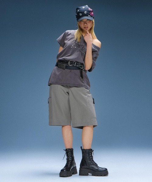 X-girl（エックスガール）の「FADED FACE LABEL EASY SHORTS（その他パンツ・レディース・ブラック/カモフラージュ/ベージュ・S/M）」の14枚目の写真