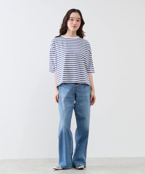 LOGEMENT DE CLAIRE(ロジュモンドクレール)の「リラックス5分袖Tシャツ(Tシャツ/カットソー・レディース・ブラウン/グリーン/ブルー/ブラック・FREE)」の5枚目の写真