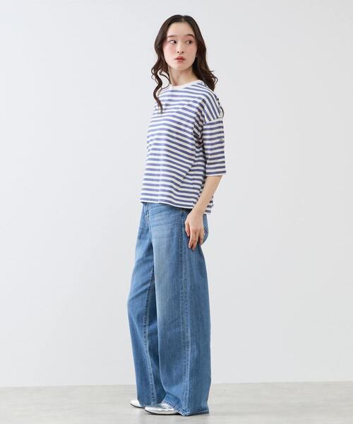 LOGEMENT DE CLAIRE(ロジュモンドクレール)の「リラックス5分袖Tシャツ(Tシャツ/カットソー・レディース・ブラウン/グリーン/ブルー/ブラック・FREE)」の8枚目の写真