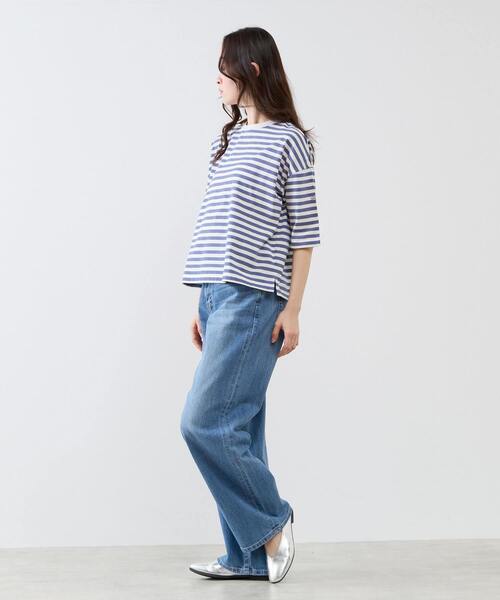LOGEMENT DE CLAIRE(ロジュモンドクレール)の「リラックス5分袖Tシャツ(Tシャツ/カットソー・レディース・ブラウン/グリーン/ブルー/ブラック・FREE)」の9枚目の写真