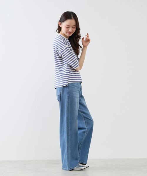 LOGEMENT DE CLAIRE(ロジュモンドクレール)の「リラックス5分袖Tシャツ(Tシャツ/カットソー・レディース・ブラウン/グリーン/ブルー/ブラック・FREE)」の11枚目の写真