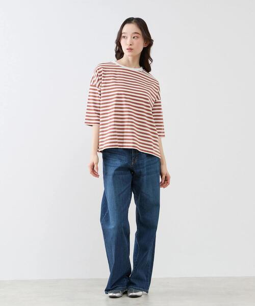 LOGEMENT DE CLAIRE(ロジュモンドクレール)の「リラックス5分袖Tシャツ(Tシャツ/カットソー・レディース・ブラウン/グリーン/ブルー/ブラック・FREE)」の14枚目の写真
