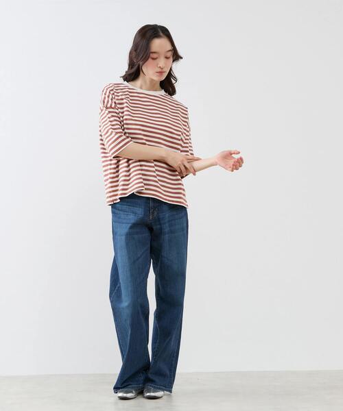 LOGEMENT DE CLAIRE(ロジュモンドクレール)の「リラックス5分袖Tシャツ(Tシャツ/カットソー・レディース・ブラウン/グリーン/ブルー/ブラック・FREE)」の15枚目の写真
