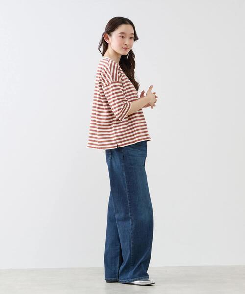 LOGEMENT DE CLAIRE(ロジュモンドクレール)の「リラックス5分袖Tシャツ(Tシャツ/カットソー・レディース・ブラウン/グリーン/ブルー/ブラック・FREE)」の20枚目の写真