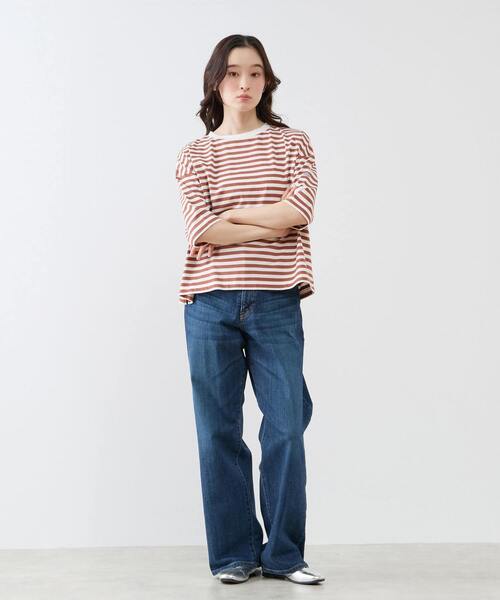 LOGEMENT DE CLAIRE(ロジュモンドクレール)の「リラックス5分袖Tシャツ(Tシャツ/カットソー・レディース・ブラウン/グリーン/ブルー/ブラック・FREE)」の21枚目の写真
