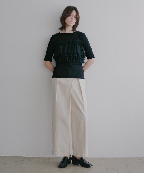 MANOF（マノフ）の「TULLE FRILL CUT TOPS（Tシャツ/カットソー・レディース・ライトブルー/ブラック/ホワイト・F）」の21枚目の写真