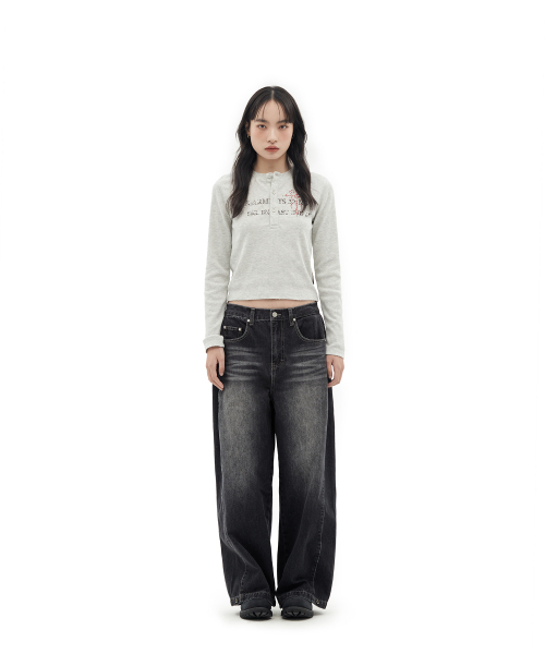 DEFGARMENTS（デフグラメンツ）の「STONE CROSS HENLEY NECK LONG SLEEVE [MELANGE]（Tシャツ/カットソー・レディース・その他・F）」の2枚目の写真