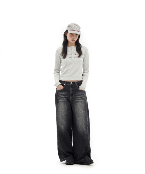 DEFGARMENTS（デフグラメンツ）の「STONE CROSS HENLEY NECK LONG SLEEVE [MELANGE]（Tシャツ/カットソー・レディース・その他・F）」の4枚目の写真