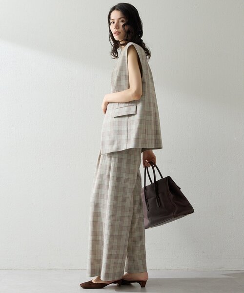 Whim Gazette（ウィムガゼット）の「コットンチェックジレ（ベスト・レディース・ベージュ・FREE）」の8枚目の写真