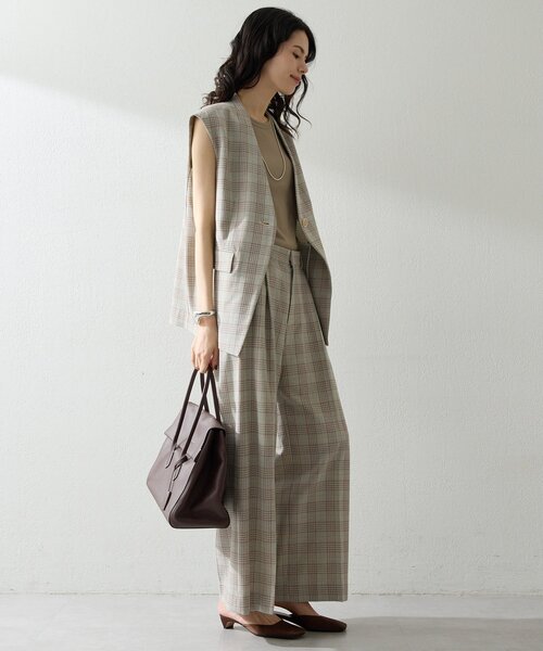 Whim Gazette（ウィムガゼット）の「コットンチェックジレ（ベスト・レディース・ベージュ・FREE）」の9枚目の写真