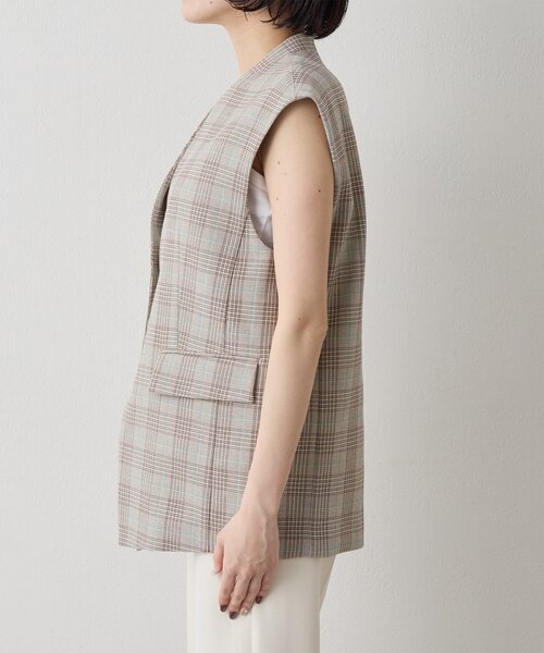 Whim Gazette（ウィムガゼット）の「コットンチェックジレ（ベスト・レディース・ベージュ・FREE）」の12枚目の写真