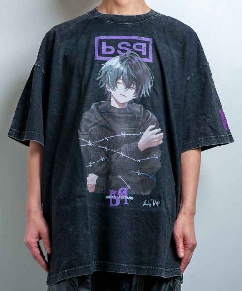 BACKSTAGE PASS(バックステージパス)の「【黒野京×BACKSTAGE PASS コラボ】BARBED ピグメント加工 オーバーサイズ Tシャツ(Tシャツ/カットソー・メンズ・ブラック/ダークグレー/ライトグレー・FREE)」の3枚目の写真