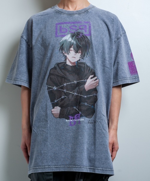 BACKSTAGE PASS(バックステージパス)の「【黒野京×BACKSTAGE PASS コラボ】BARBED ピグメント加工 オーバーサイズ Tシャツ(Tシャツ/カットソー・メンズ・ブラック/ダークグレー/ライトグレー・FREE)」の12枚目の写真