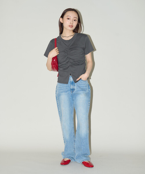 PUBLUX(パブリュクス)の「PUBLUX/パブリュクス ウエスト シャーリング Tシャツ 限定展開(Tシャツ/カットソー・レディース・チャコールグレー/イエロー/ブラウン/ホワイト/ピンク・フリ-)」の22枚目の写真