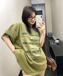 Dalfwin（ダールフィン）の「韓国ファッション RICECAKE刺繍ロゴヴィンテージ加工半袖Tシャツ（Tシャツ/カットソー）」