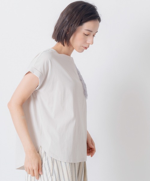 Kelen(ケレン)の「「KELEN / ケレン」チュール刺繍デザインコットンジャージープルオーバー(Tシャツ/カットソー・レディース・チャコールグレー/ライトグレー/ブラック/オフホワイト・M/S)」の14枚目の写真