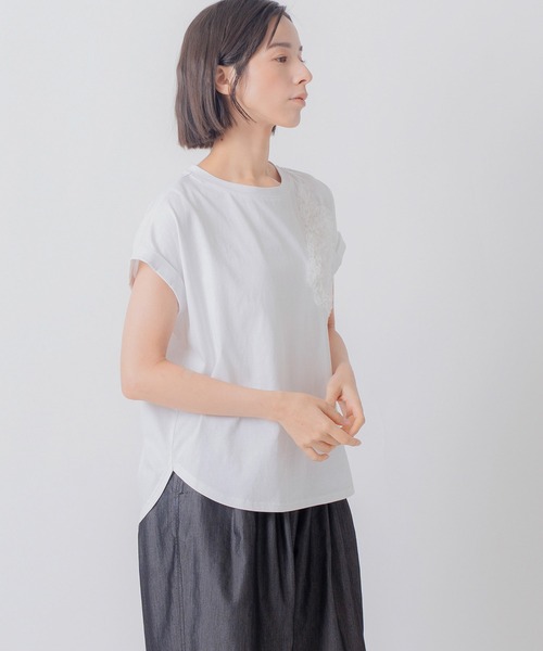 Kelen(ケレン)の「「KELEN / ケレン」チュール刺繍デザインコットンジャージープルオーバー(Tシャツ/カットソー・レディース・チャコールグレー/ライトグレー/ブラック/オフホワイト・M/S)」の19枚目の写真