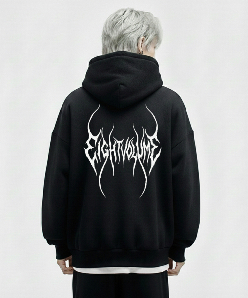 EIGHTVOLUME(エイトボリューム)の「EVメタルロゴ3段裏毛オーバーサイズフードジップアップ(ブラック)(パーカー・メンズ・その他・MEDIUM/LARGE)」の3枚目の写真