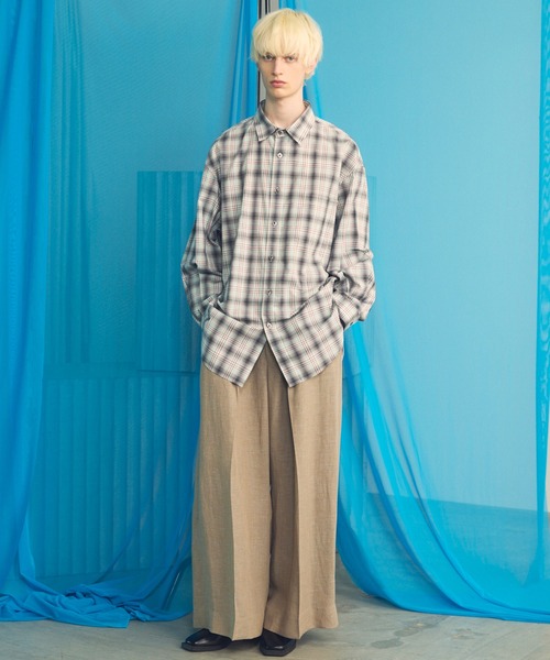 MAISON SPECIAL（メゾンスペシャル）の「《UNISEX》Mix Linen One-tuck Prime-Wide Baggy Slacks/ミックスリネンワンタックプライムワイドバギースラックス【MAISON SPECIAL/メゾンスペシャル】■セットアップ対応■（スラックス・メンズ・ベージュ/ブルー/ブラック・2/1/0）」の10枚目の写真