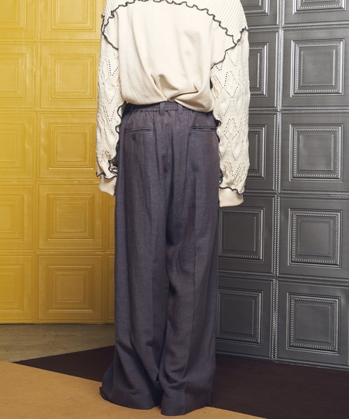 MAISON SPECIAL（メゾンスペシャル）の「《UNISEX》Mix Linen One-tuck Prime-Wide Baggy Slacks/ミックスリネンワンタックプライムワイドバギースラックス【MAISON SPECIAL/メゾンスペシャル】■セットアップ対応■（スラックス・メンズ・ベージュ/ブルー/ブラック・2/1/0）」の15枚目の写真