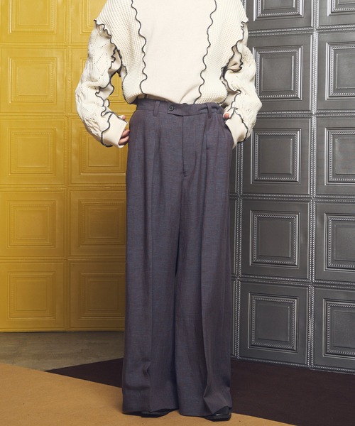 MAISON SPECIAL（メゾンスペシャル）の「《UNISEX》Mix Linen One-tuck Prime-Wide Baggy Slacks/ミックスリネンワンタックプライムワイドバギースラックス【MAISON SPECIAL/メゾンスペシャル】■セットアップ対応■（スラックス・メンズ・ベージュ/ブルー/ブラック・2/1/0）」の13枚目の写真