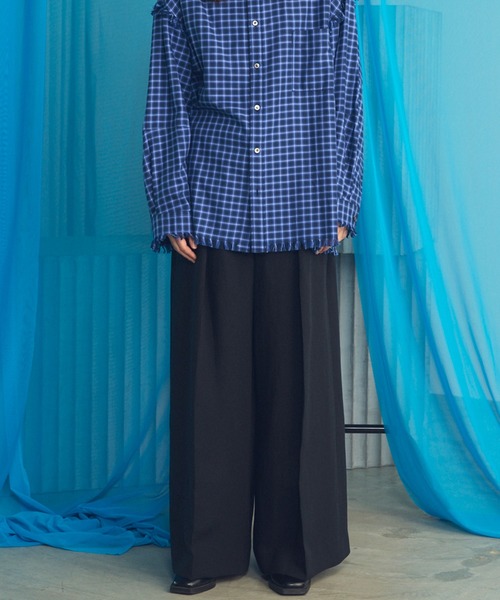 MAISON SPECIAL（メゾンスペシャル）の「《UNISEX》Mix Linen One-tuck Prime-Wide Baggy Slacks/ミックスリネンワンタックプライムワイドバギースラックス【MAISON SPECIAL/メゾンスペシャル】■セットアップ対応■（スラックス・メンズ・ベージュ/ブルー/ブラック・2/1/0）」の16枚目の写真