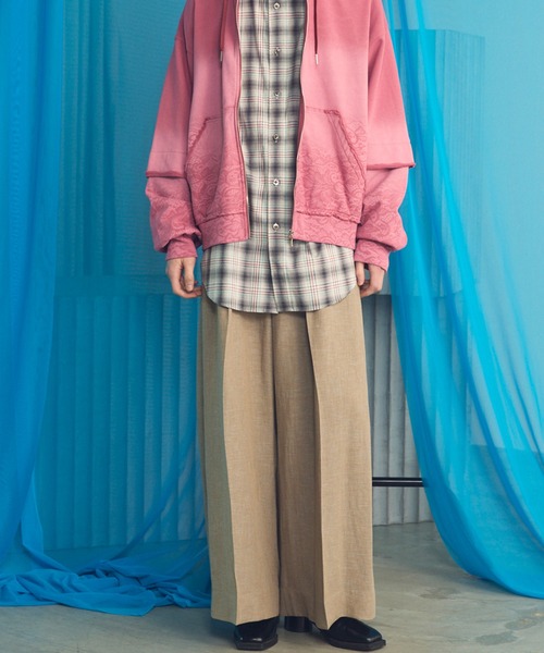 MAISON SPECIAL（メゾンスペシャル）の「《UNISEX》Mix Linen One-tuck Prime-Wide Baggy Slacks/ミックスリネンワンタックプライムワイドバギースラックス【MAISON SPECIAL/メゾンスペシャル】■セットアップ対応■（スラックス・メンズ・ベージュ/ブルー/ブラック・2/1/0）」の19枚目の写真