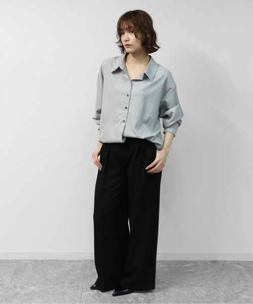 THE CELL.（ザセルドット）の「2タック ワイドスラックス　2-TUCK WIDE SLACKS（スラックス・レディース・ブラック/ライトグレー・M/L）」の6枚目の写真