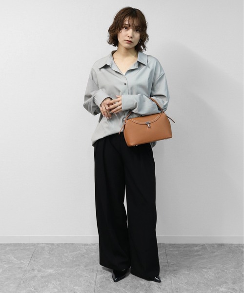 THE CELL.（ザセルドット）の「2タック ワイドスラックス　2-TUCK WIDE SLACKS（スラックス・レディース・ブラック/ライトグレー・M/L）」の8枚目の写真