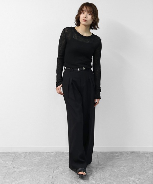 THE CELL.（ザセルドット）の「2タック ワイドスラックス　2-TUCK WIDE SLACKS（スラックス・レディース・ブラック/ライトグレー・M/L）」の3枚目の写真