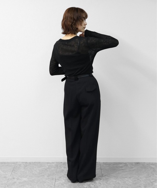 THE CELL.（ザセルドット）の「2タック ワイドスラックス　2-TUCK WIDE SLACKS（スラックス・レディース・ブラック/ライトグレー・M/L）」の5枚目の写真