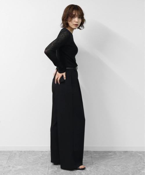 THE CELL.（ザセルドット）の「2タック ワイドスラックス　2-TUCK WIDE SLACKS（スラックス・レディース・ブラック/ライトグレー・M/L）」の4枚目の写真