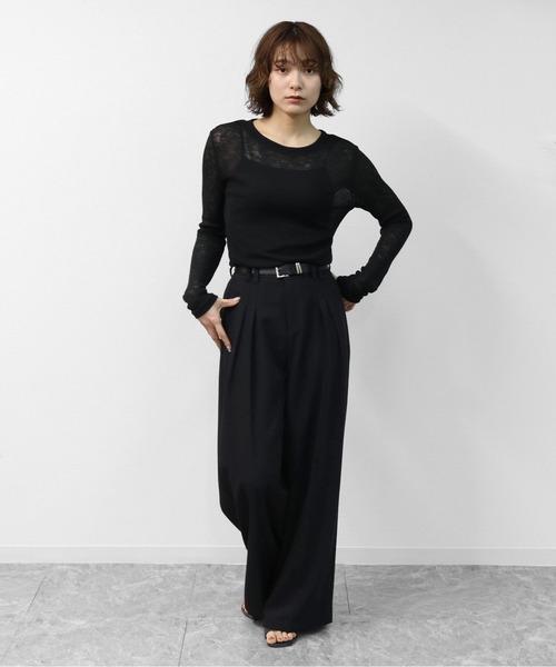THE CELL.（ザセルドット）の「2タック ワイドスラックス　2-TUCK WIDE SLACKS（スラックス・レディース・ブラック/ライトグレー・M/L）」の16枚目の写真