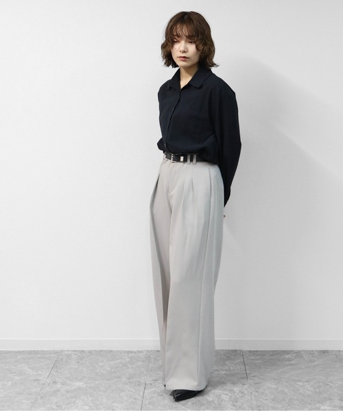 THE CELL.（ザセルドット）の「2タック ワイドスラックス　2-TUCK WIDE SLACKS（スラックス・レディース・ブラック/ライトグレー・M/L）」の14枚目の写真