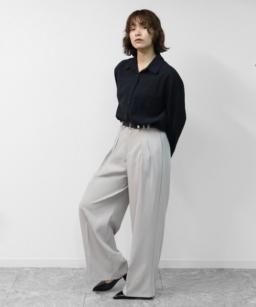 THE CELL.（ザセルドット）の「2タック ワイドスラックス　2-TUCK WIDE SLACKS（スラックス・レディース・ブラック/ライトグレー・M/L）」の13枚目の写真