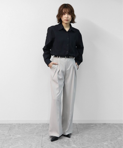 THE CELL.（ザセルドット）の「2タック ワイドスラックス　2-TUCK WIDE SLACKS（スラックス・レディース・ブラック/ライトグレー・M/L）」の11枚目の写真