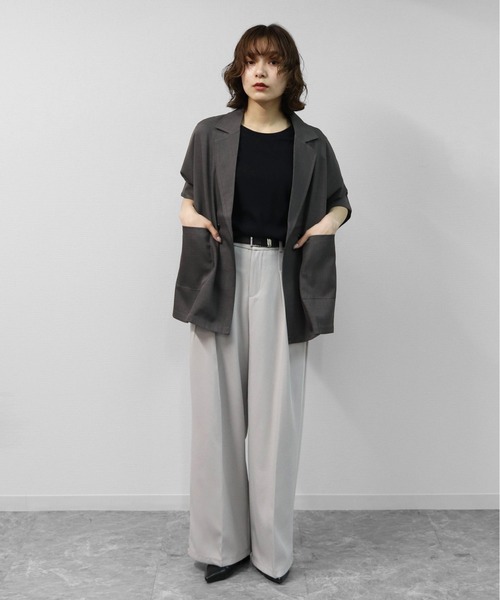THE CELL.（ザセルドット）の「2タック ワイドスラックス　2-TUCK WIDE SLACKS（スラックス・レディース・ブラック/ライトグレー・M/L）」の18枚目の写真