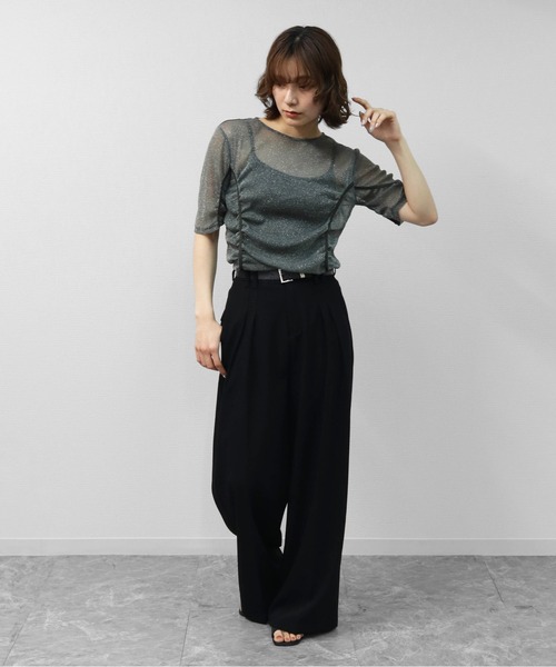 THE CELL.（ザセルドット）の「2タック ワイドスラックス　2-TUCK WIDE SLACKS（スラックス・レディース・ブラック/ライトグレー・M/L）」の21枚目の写真