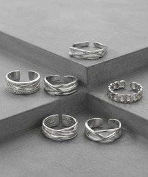 B.R.U（ブル）の「【6個セット】フリーサイズシルバーリング（リング）」