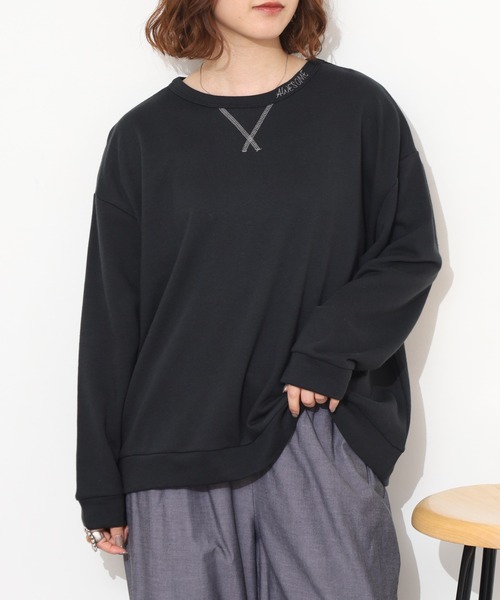 Emago(イマゴ)の「EMAGO ライン花刺繍プルオーバー(スウェット・レディース・ベージュ/ブルー/ブラック・FREE)」の9枚目の写真
