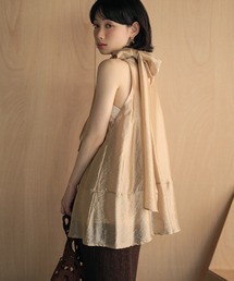 LAULEN | 2way ribbon sheer flare tops / 2way リボンシアーフレアトップス(シャツ/ブラウス)