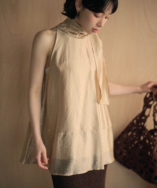 LAULEN（ローレン）の「2way ribbon sheer flare tops / 2way リボンシアーフレアトップス（シャツ/ブラウス・レディース・アイボリー/ベージュ・FREE）」の5枚目の写真