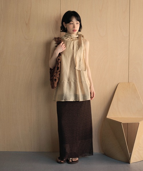 LAULEN（ローレン）の「2way ribbon sheer flare tops / 2way リボンシアーフレアトップス（シャツ/ブラウス・レディース・アイボリー/ベージュ・FREE）」の13枚目の写真