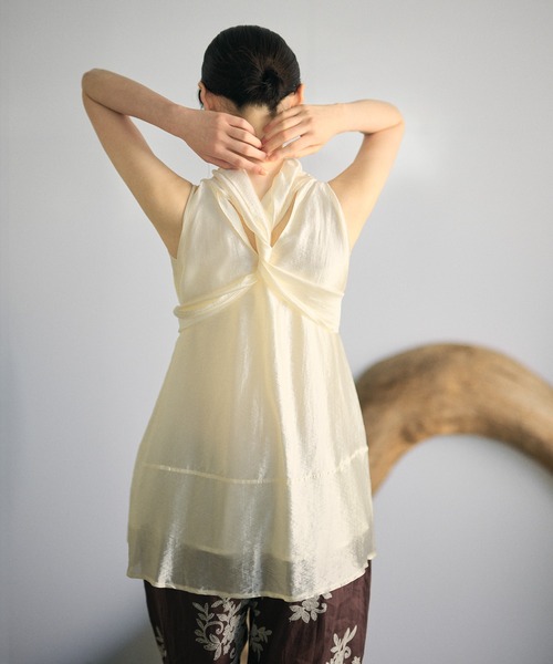 LAULEN（ローレン）の「2way ribbon sheer flare tops / 2way リボンシアーフレアトップス（シャツ/ブラウス・レディース・アイボリー/ベージュ・FREE）」の21枚目の写真