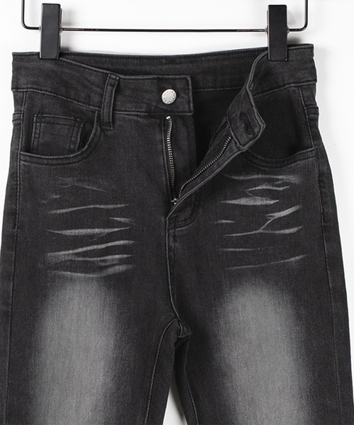 me+em select(ミームセレクト)の「【 2color / 4size 】バックリボンレースアップ美脚ストレッチフレアデニム / back ribbon lace up slim leg stretch flare denim(デニムパンツ・レディース・ブラック/ブルー・SMALL/MEDIUM/LARGE/X-SMALL)」の7枚目の写真
