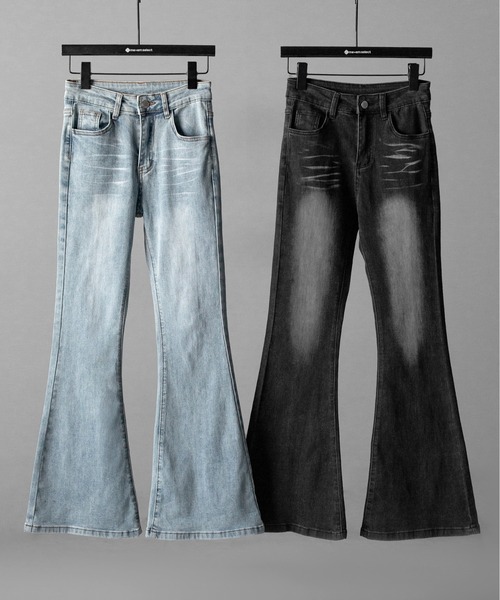 me+em select(ミームセレクト)の「【 2color / 4size 】バックリボンレースアップ美脚ストレッチフレアデニム / back ribbon lace up slim leg stretch flare denim(デニムパンツ・レディース・ブラック/ブルー・SMALL/MEDIUM/LARGE/X-SMALL)」の14枚目の写真