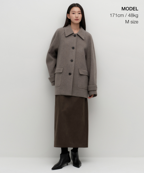 MUSINSA STANDARD WOMAN（ムシンサスタンダードウーマン）の「ウィメンズカシミヤブレンドハーフバルマカンコート[トープ]（チェスターコート・レディース・その他・LARGE/SMALL）」の4枚目の写真