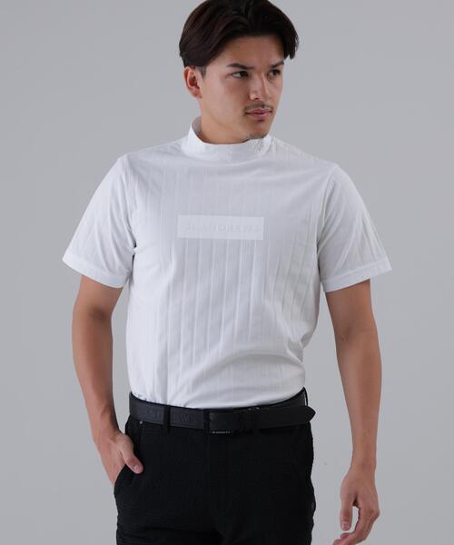 St ANDREWS(セントアンドリュース)の「【St ANDREWS】【吸水速乾】サッカーストライプ半袖ハイネックカットソー (MENS)(Tシャツ/カットソー・メンズ・ブラック/ホワイト/ベージュ・M/LL/L)」の1枚目の写真