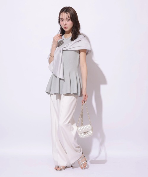 Mystrada(マイストラーダ)の「リボンオフショルドッキングニット(ニット/セーター・レディース・オフホワイト/ブラック/ライトグレー・38)」の6枚目の写真